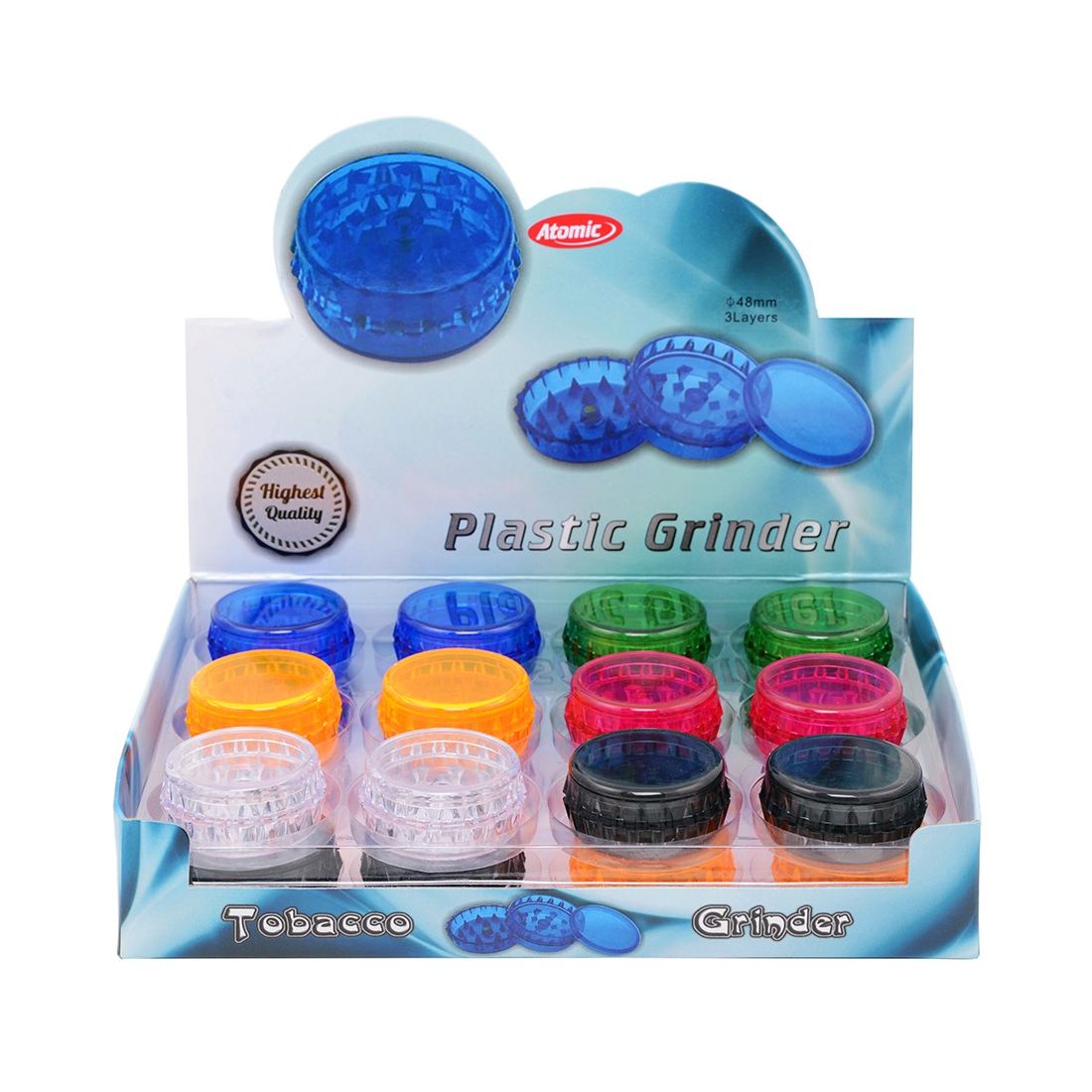 ATOMIC GRINDER TRITATABACCO IN PLASTICA TRASPARENTE 3 PARTI