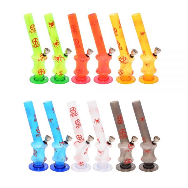 ATOMIC MINI BONG IN PLASTICA CON AMPOLLA MODELLO PEACE & SPIDER COLORI ASSORTITI