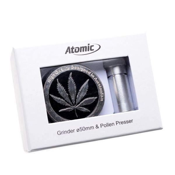 ATOMIC SET GRINDER TRITATABACCO 4 PARTI IN METALLO Ø50mm E PRESSER