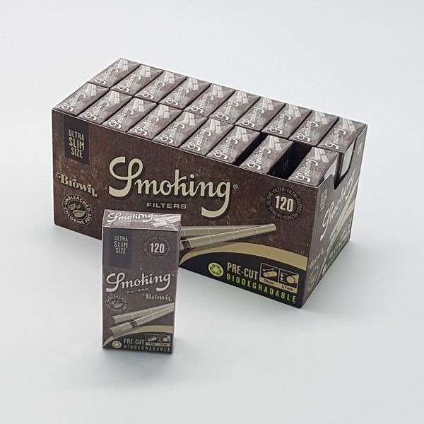 SMOKING FILTRI BROWN BIODEGRADABILI ULTRA SLIM 5,7 mm - BOX 20 SCATOLINE DA 120 FILTRI