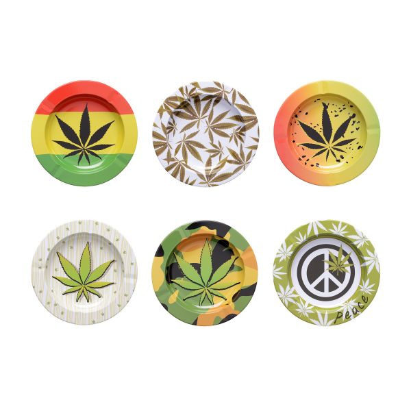 ATOMIC POSACENERE IN METALLO - MODELLO CANNABIS - 6 PEZZI DISEGNI ASSORTITI