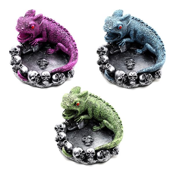 ATOMIC POSACENERE IN RESINA MODELLO CAMALEONTE E TESCHI - COLORI ASSORTITI