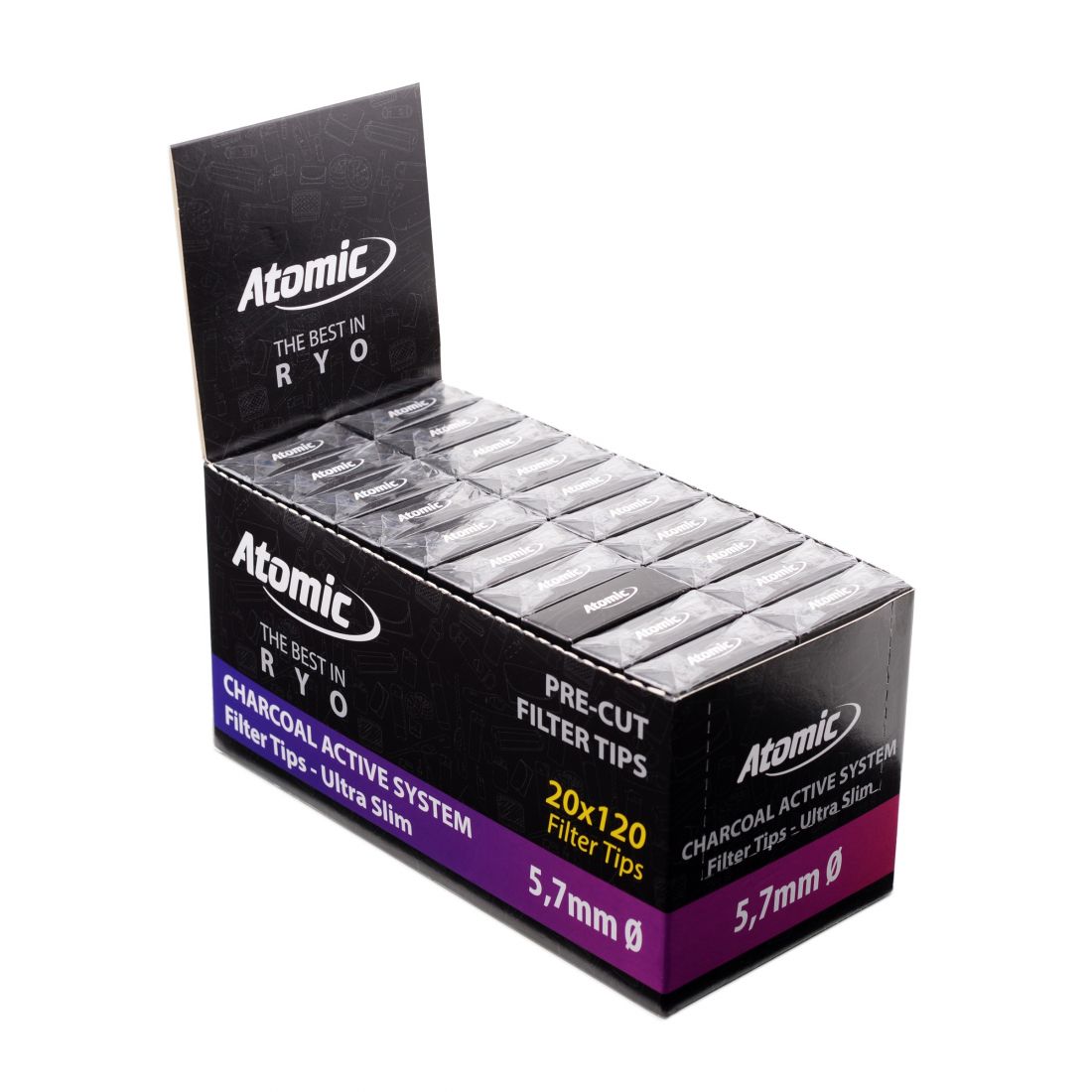 Atomic Filtri ai Carboni Attivi Extra Slim 5.7 mm - Box 20 Scatoline da 120  Filtri