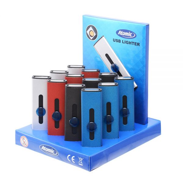 Atomic Accendino USB in Gomma Ricaricabile BOX  13 Pezzi