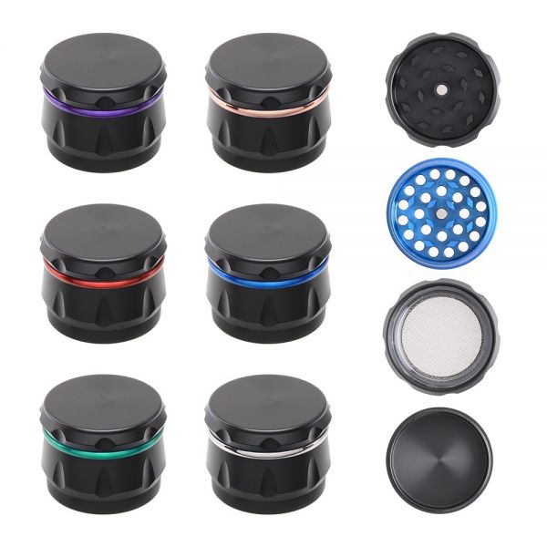 Atomic Grinder in 4 Parti Metallo 50 mm Stampa 360° Foglia e Teschi - 1 Pezzo (6 grafiche assortite)