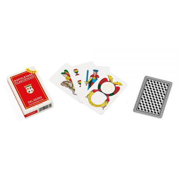Carte da gioco regionali Napoletane Extra realizzato in cartoncino, formato mm 51X82, astuccio rosso.