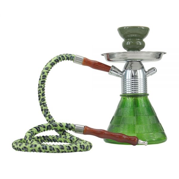 ATOMIC NARGHILÉ MODELLO TRAPEZ GREEN IN VETRO 1 TUBO 25 cm