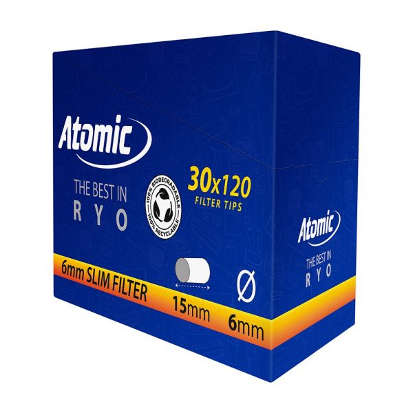 ATOMIC FILTRI SLIM 6mm IN BUSTA - BOX 30 BUSTE DA 120 FILTRI