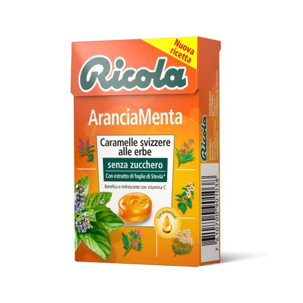 CARAMELLE RICOLA  ARANCIA MENTA - BOX 20 ASTUCCI DA 50gr