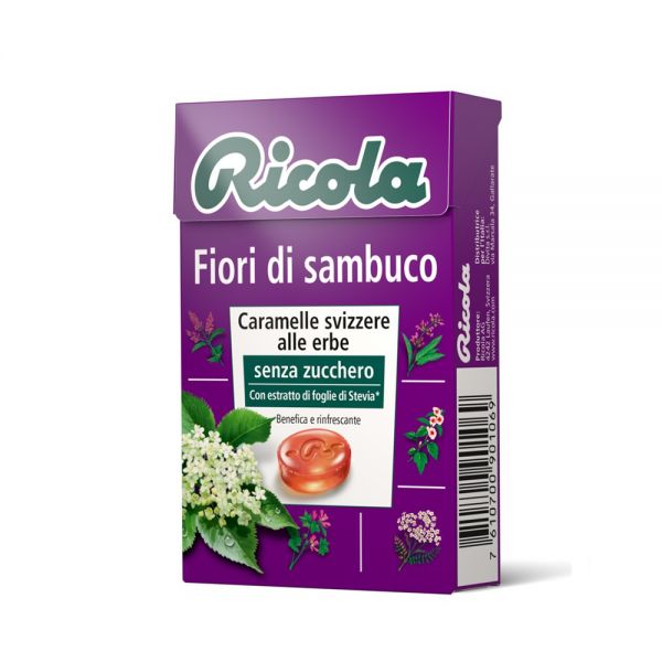CARAMELLE RICOLA  FIORI DI SAMBUCO - BOX 20 ASTUCCI DA 50gr