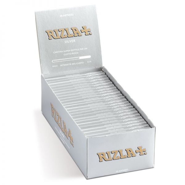 CARTINE RIZLA SILVER ARGENTO DOPPIE CORTE SCATOLA DA 25 LIBRETTI