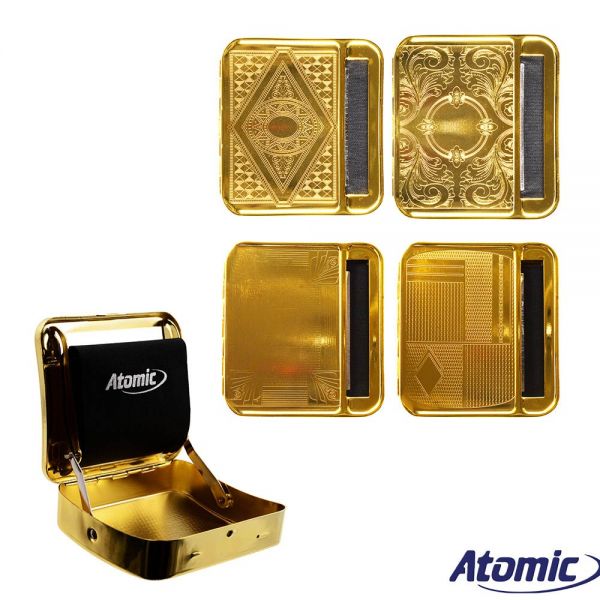 ATOMIC ROLLATORE TABACCHIERA PER CARTINE CORTE CON PANNO IN STOFFA - GOLD