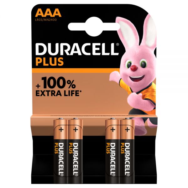 DURACELL PLUS ALCALINE MINISTILO  AAA +100%  BLISTER 4 BATTE