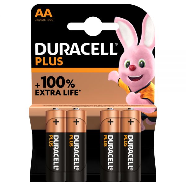DURACELL PLUS ALCALINE STILO AA  BLISTER 4 BATTERIE