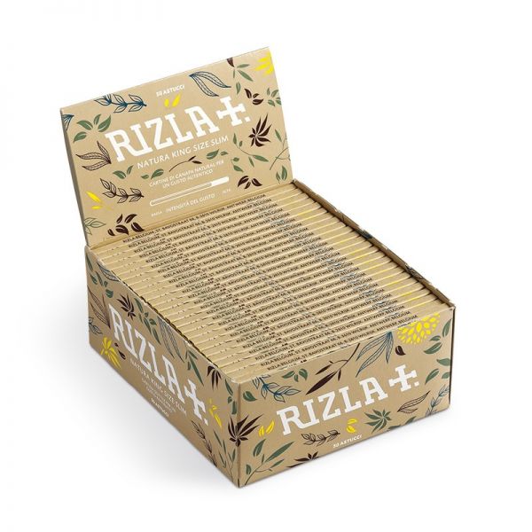 CARTINE RIZLA NATURA KING SIZE SLIM LUNGHE IN CANAPA - BOX DA 50 LIBRETTI