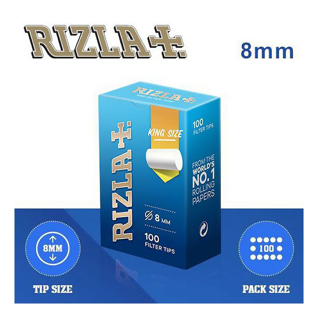 FILTRI RIZLA REGULAR 8mm - CONFEZIONE 10 SCATOLINE DA 100 FILTRI