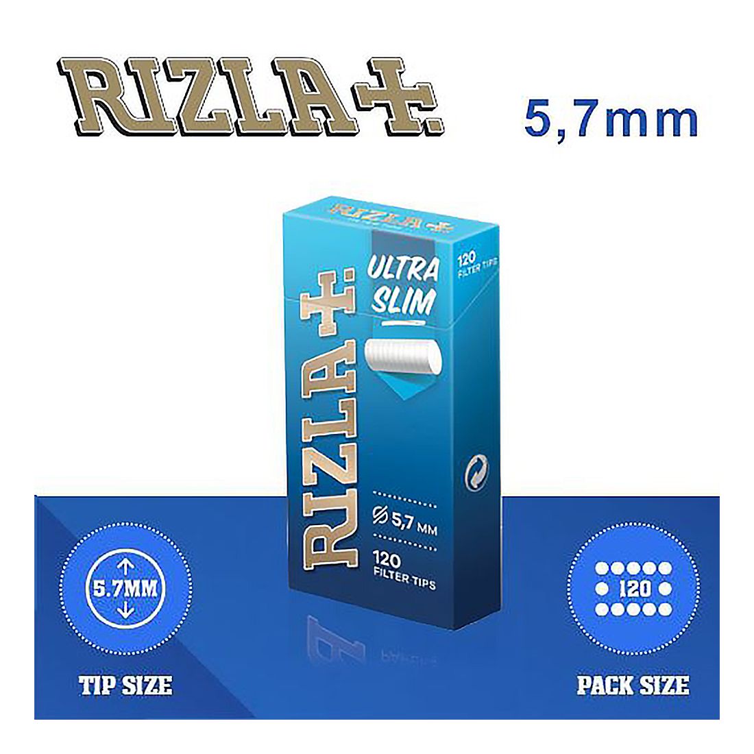 Filtri rizla ultra slim 5,7mm poppatips 20x 120 filtri.- Incartato