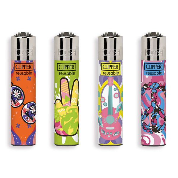 ACCENDINI CLIPPER MICRO HIPPIE EMBLEMS+LB  - BOX 48 Accendini Ricaricabili