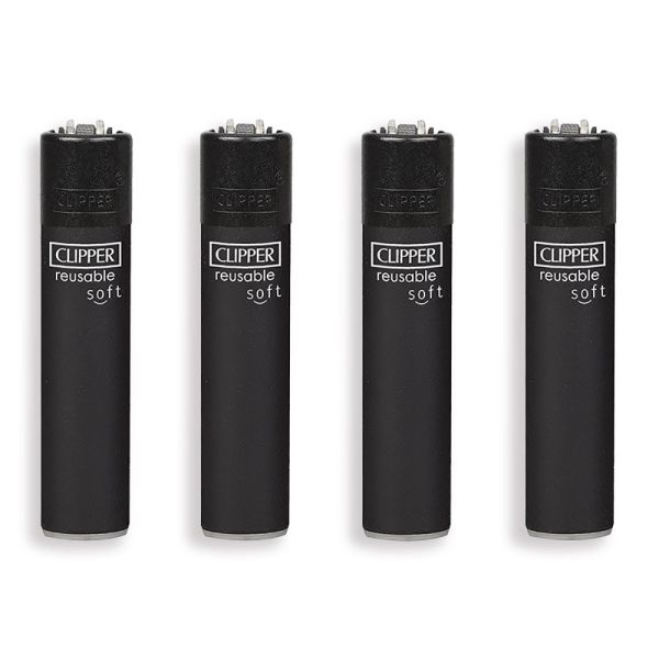 ACCENDINI CLIPPER MICRO SOFT ALL BLACK + BW - BOX 48 Accendini Ricaricabili