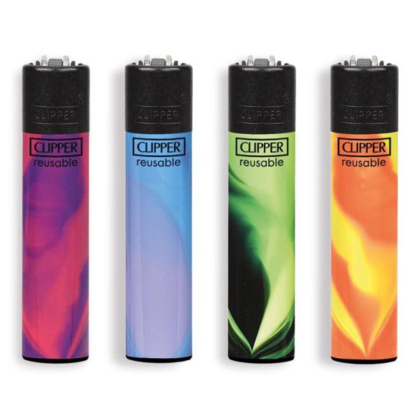 ACCENDINI CLIPPER LARGE NEBULA MIX 4- BOX 48 Accendini Ricaricabili