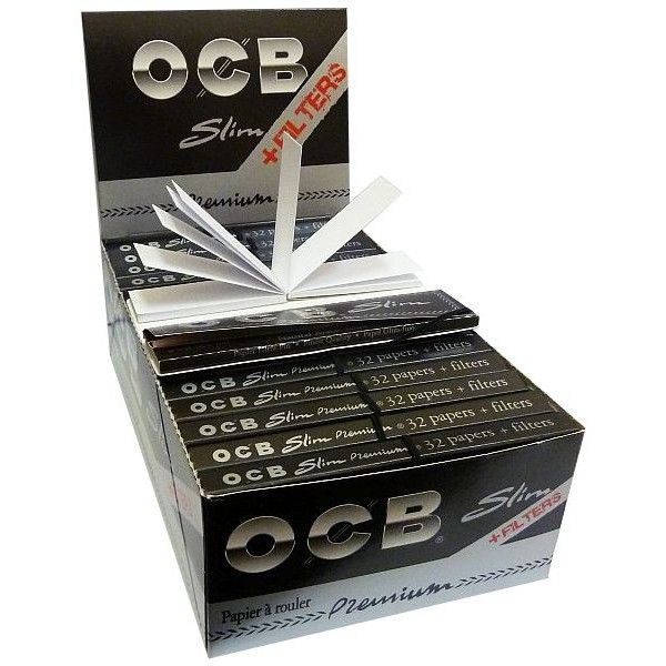 OCB PACK CARTINE KING SIZE SLIM LUNGHE NERE PREMIUM E FILTRI IN CARTA - BOX  32 LIBRETTI