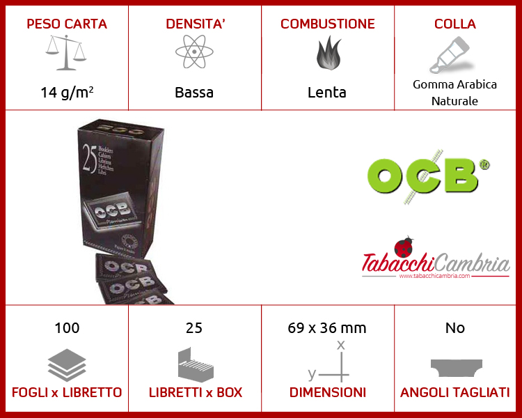 Cartine OCB Nere Premium DOPPIE Corte Trasparenti 2 Box da 25 Libretti 