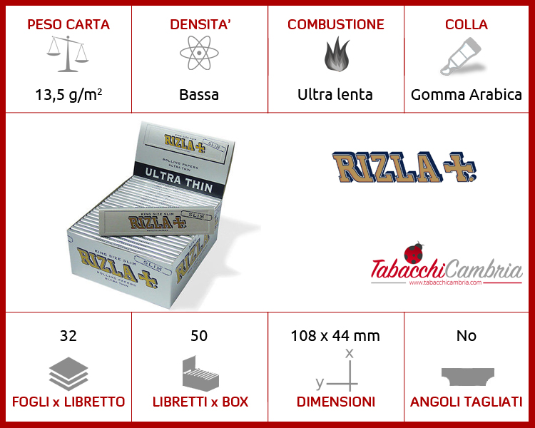CARTINE RIZLA SILVER ARGENTO KING SIZE S