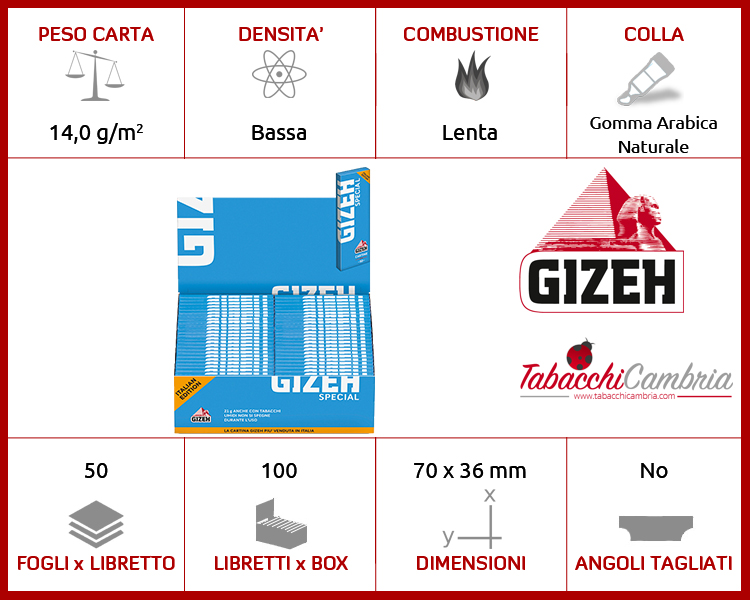 Cartina Special Gizeh corta conf. 100 libretti da 50 cartine