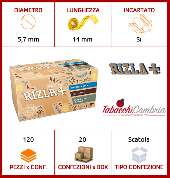 vendita FILTRI RIZLA ULTRA SLIM NATURA Pz.20x120 Rizla