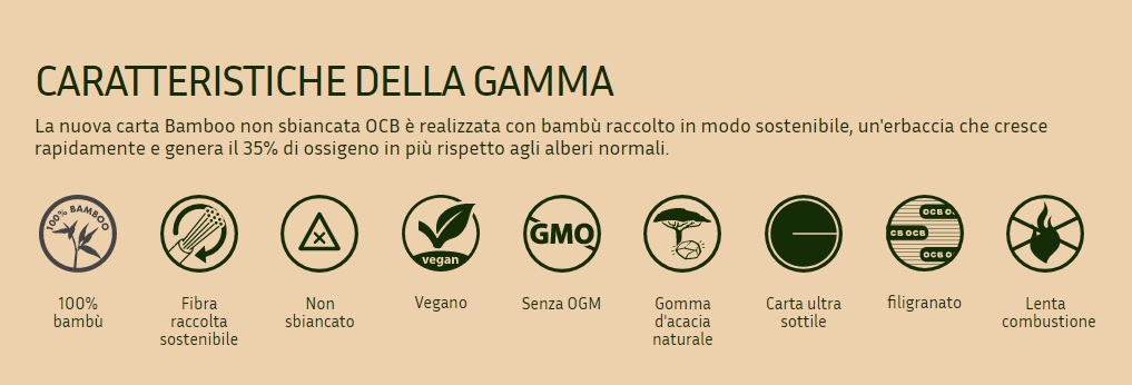 OCB PACK BAMBOO CARTINE KING SIZE SLIM LUNGHE E FILTRI IN CARTA - BOX 32 LIBRETTI 